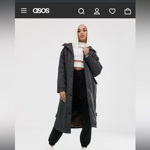 ASOS DESIGN maxi raincoat with animal fleece lining